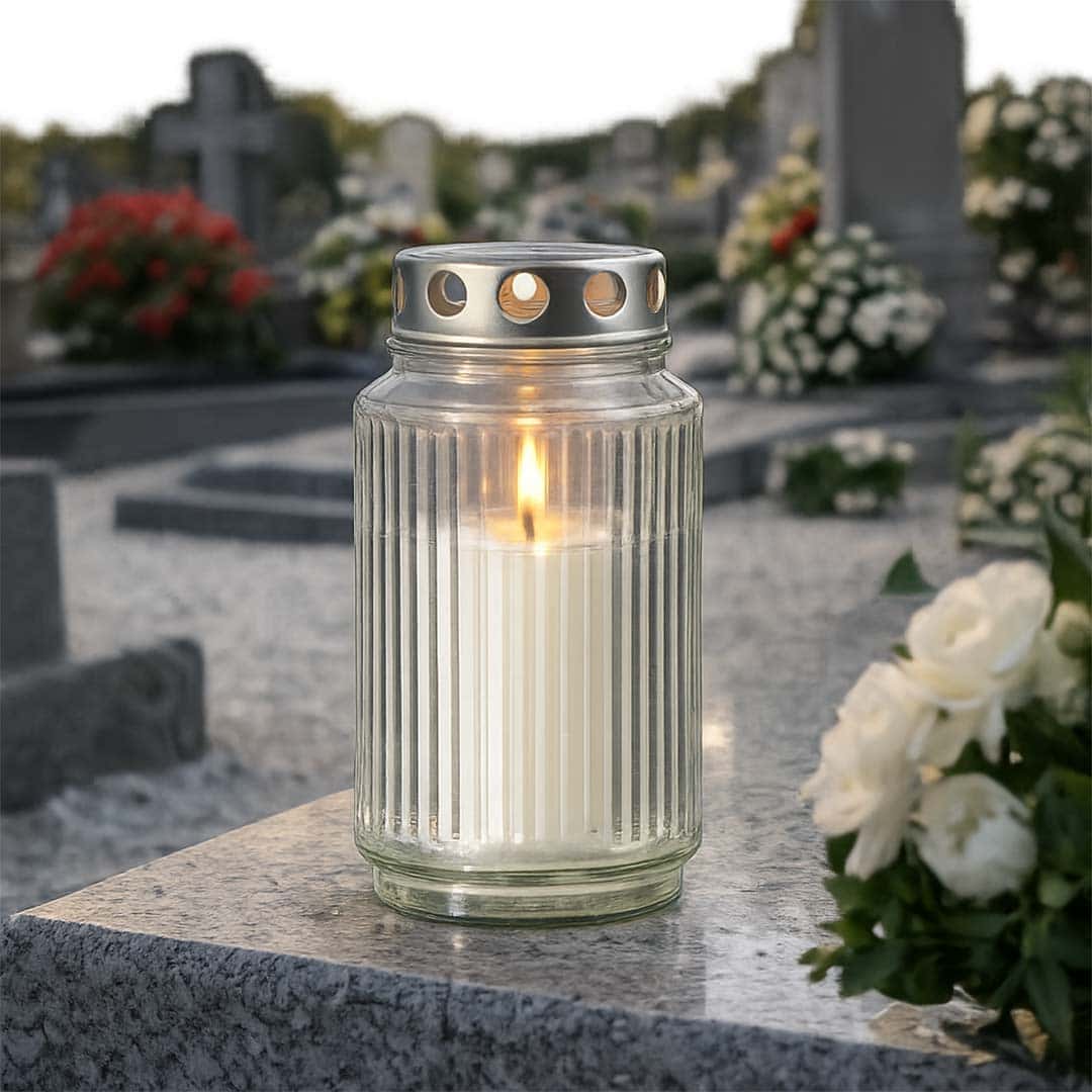 Image Glas Grablaterne LUNA, transparent am Friedhof