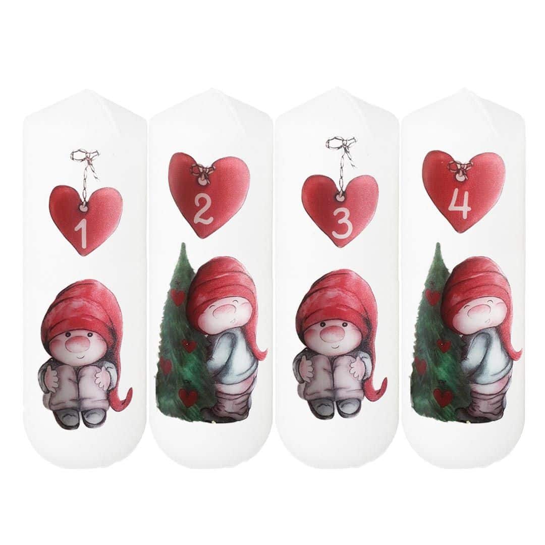 Adventstumpen WEIHNACHTSWICHTEL, weiß