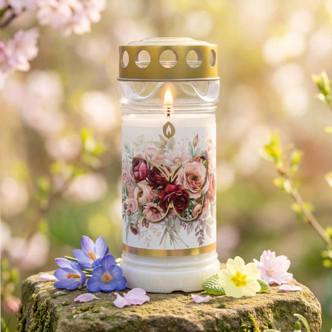 Image Hofer Premium 5 Tage Grabkerze, FLORALER SCHMETTERLING in der Natur