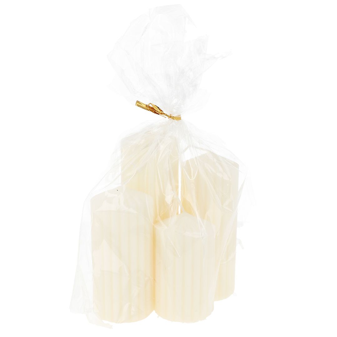 Rillenstufenstumpen 4er, elfenbein