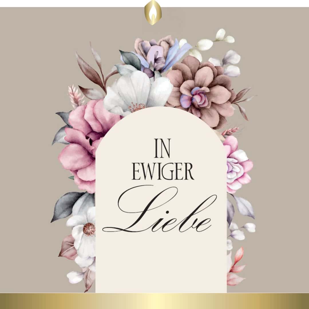 Etikett Hofer Premium 7 Tage Grabkerze Blumenbogen, IN EWIGER LIEBE