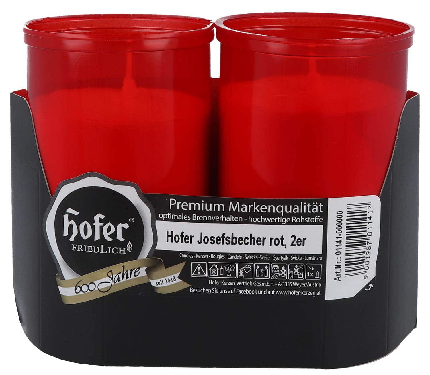 Hofer Josefsbecher rot, 2er