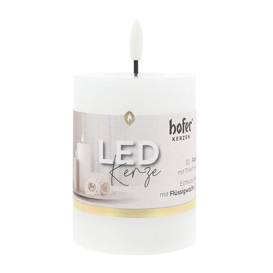 Hofer LED Kerze 75x100 weiß mit Etikett