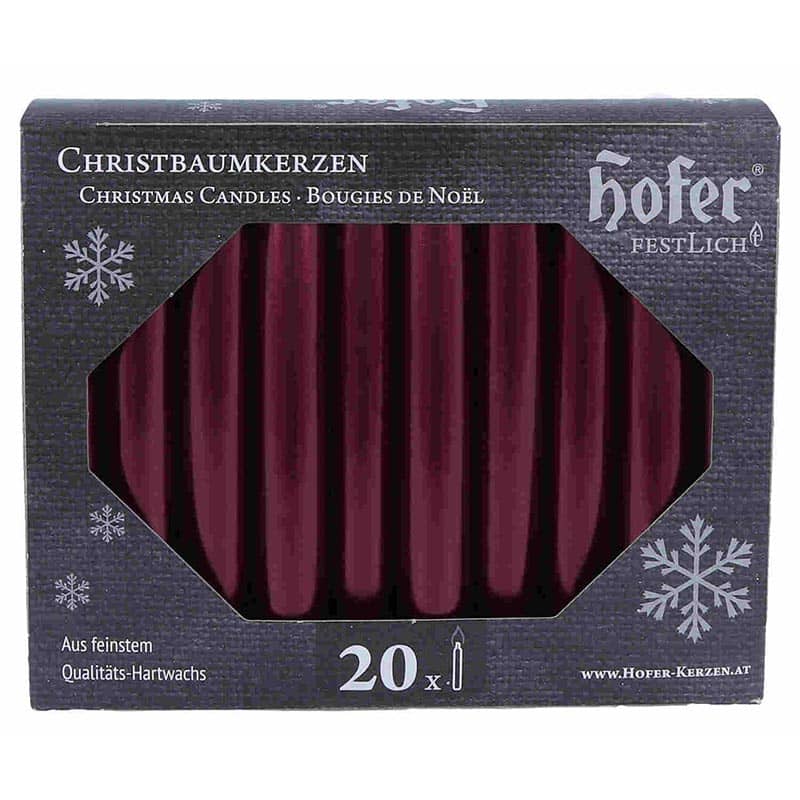 Baumkerzen 20er, metallic bordeaux