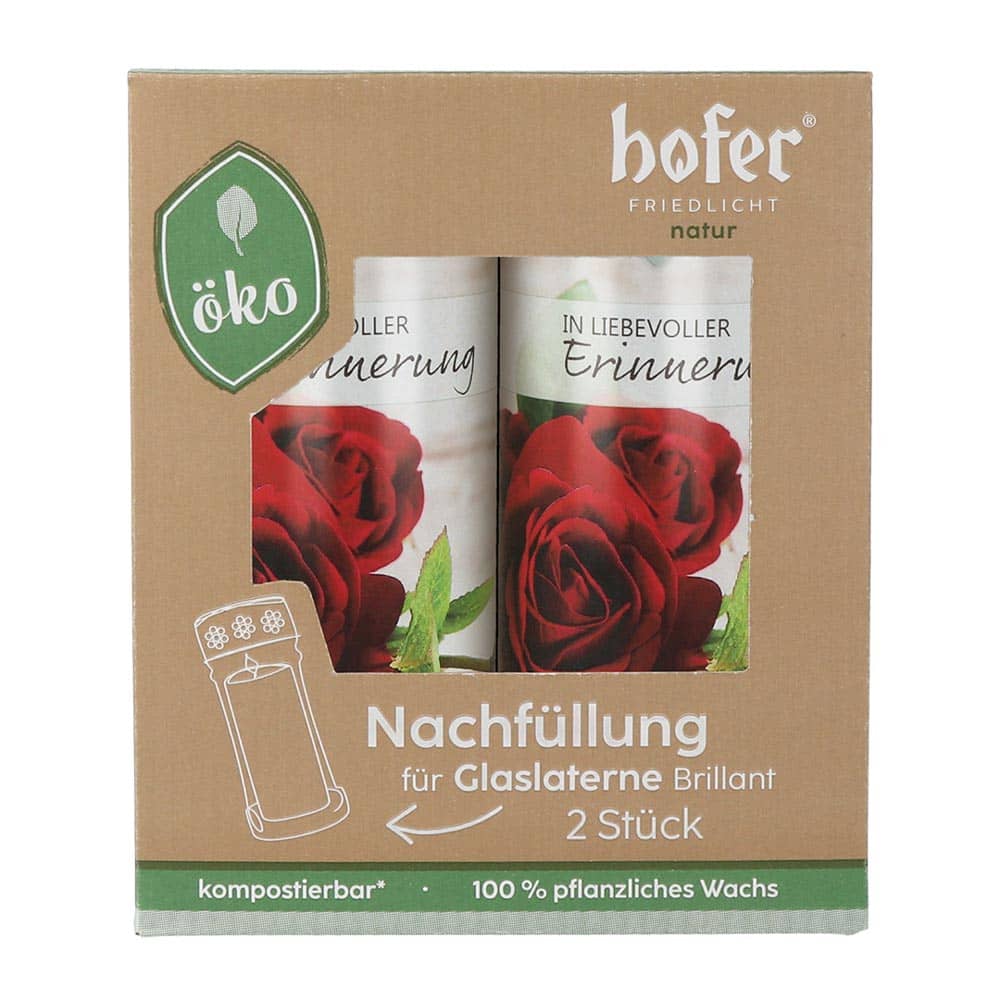 Nachfüllung für Hofer Natur Glaslaterne Brilliant 2er, ROSE