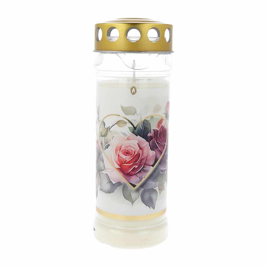 Hofer Premium 7 Tage Grabkerze, FLORALES HERZ