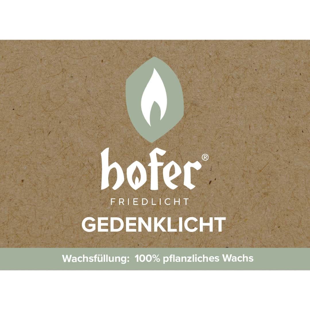 Etikett Hofer Gedenklicht, transparent