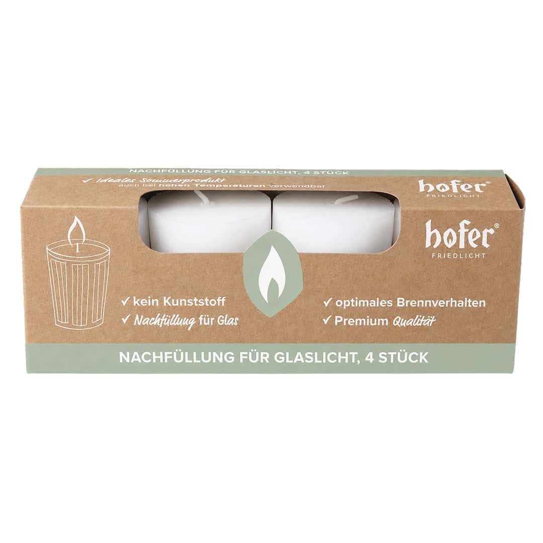 Hofer Nachfüllung für Glaslicht transparent, 4er