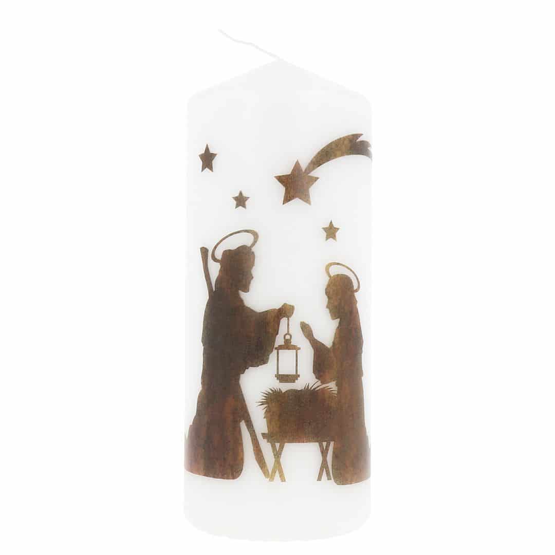 Weihnachtsstumpen KRIPPE, weiß