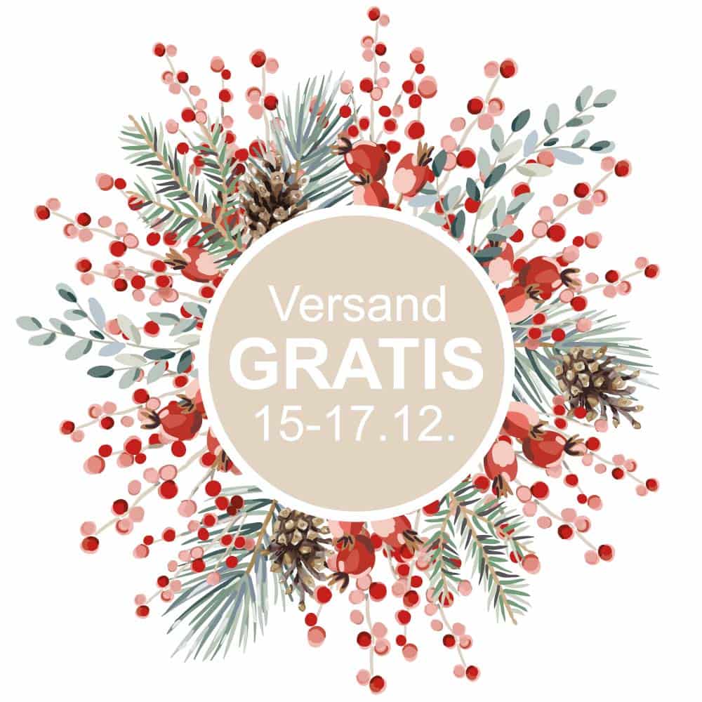 Weihnachtliche Grafik mit Information zum Gratis Versand