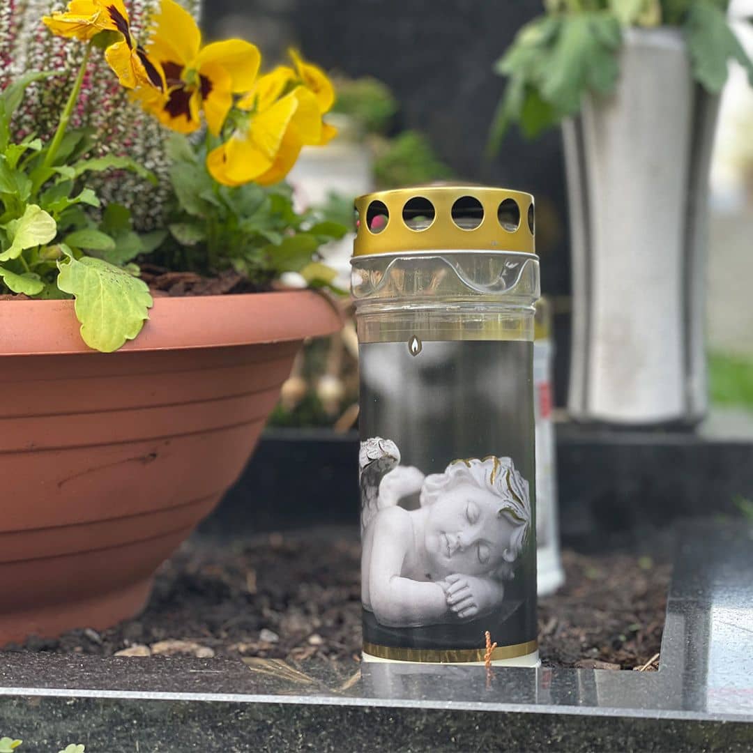 Hofer Premium 7 Tage Grabkerze Gold, ENGEL Friedhof Hofer Premium 7 Tage Grabkerze Gold, ENGEL Friedhof