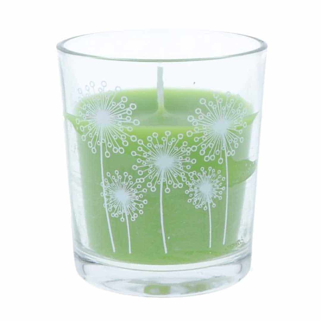 Kerze im Glas PUSTEBLUME, apfelgrün Kerze im Glas PUSTEBLUME, apfelgrün