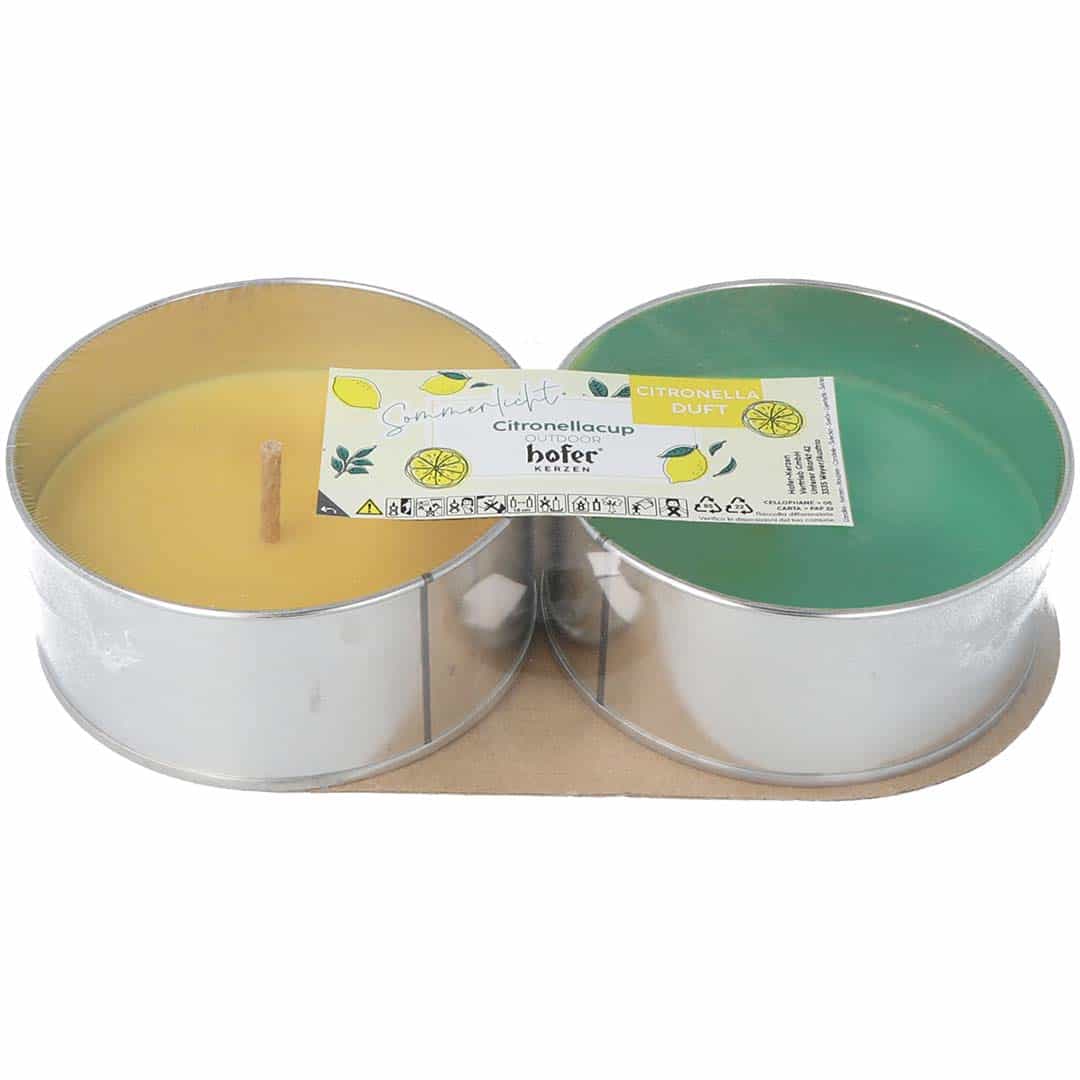 Hofer Outdoorbecher Citronella "Summerfeeling" 2er, salbei/gelb