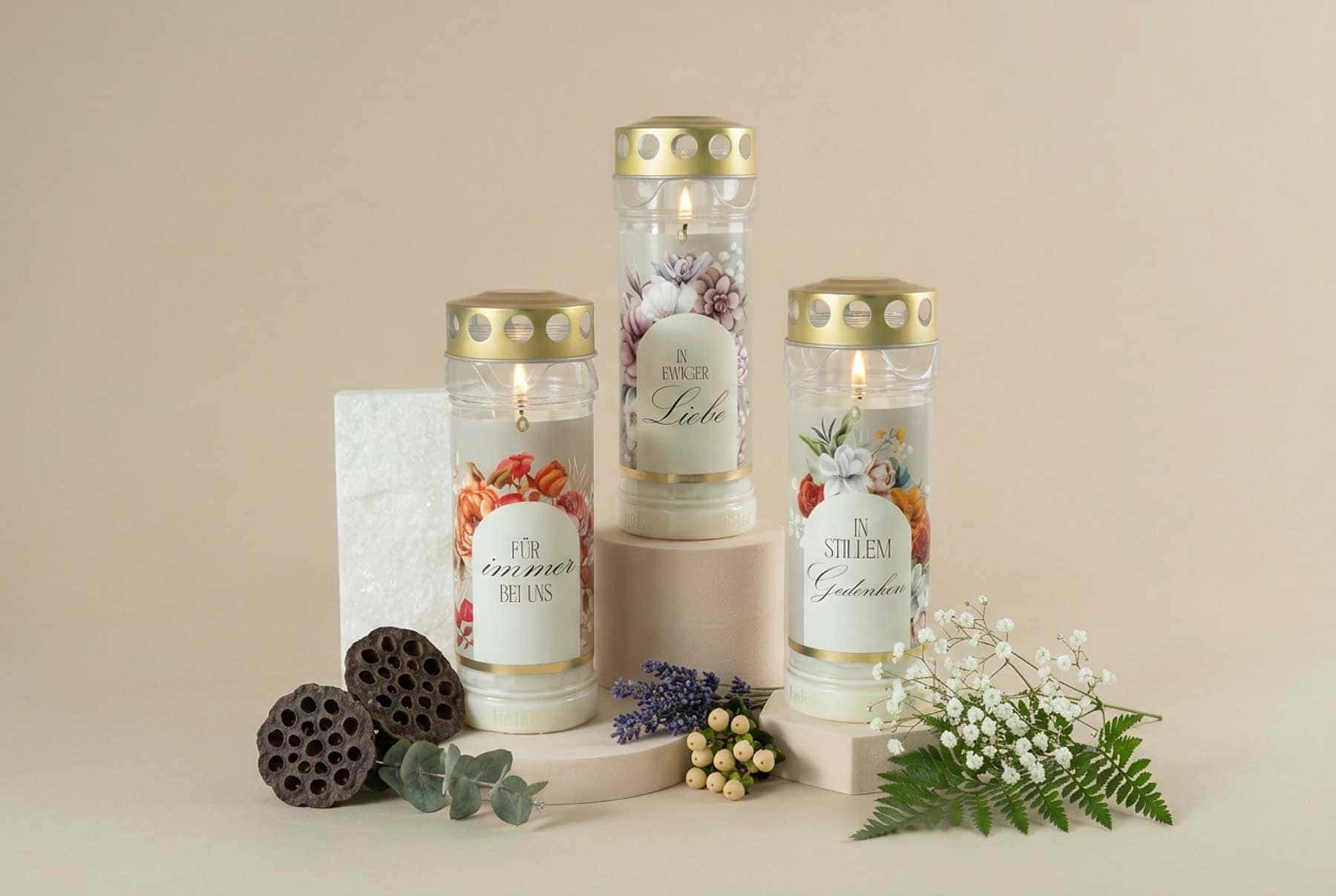 Premium 7 Tage Grabkerzen Blumenbogen