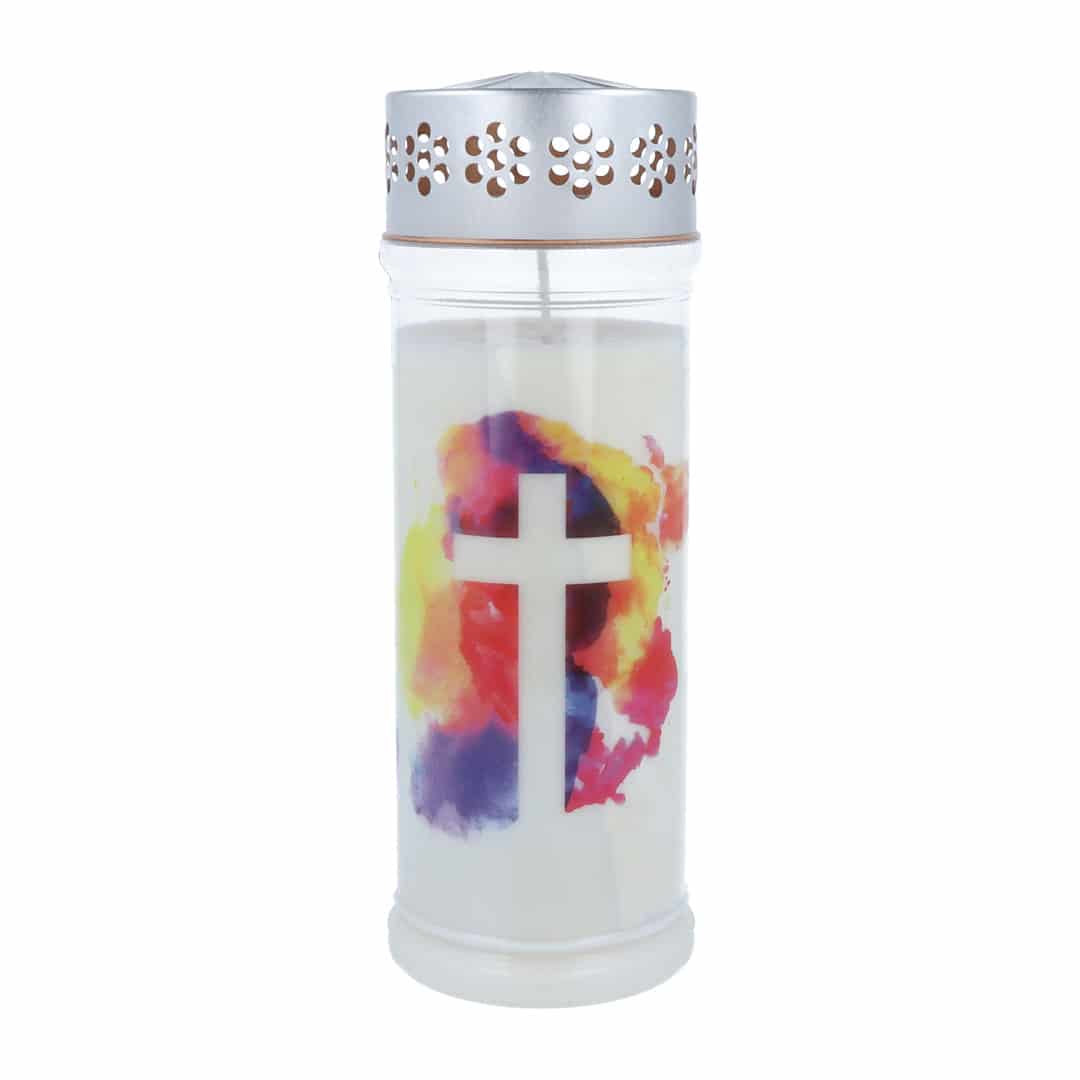 Hofer Premium Plus 7 Tage Grabkerze, AQUARELL KREUZ Hofer Premium Plus 7 Tage Grabkerze, AQUARELL KREUZ