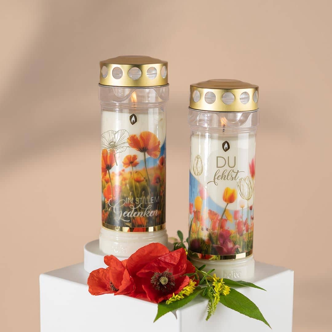 Image Hofer Premium 7 Tage Grabkerze, MOHNBLUMENFELD