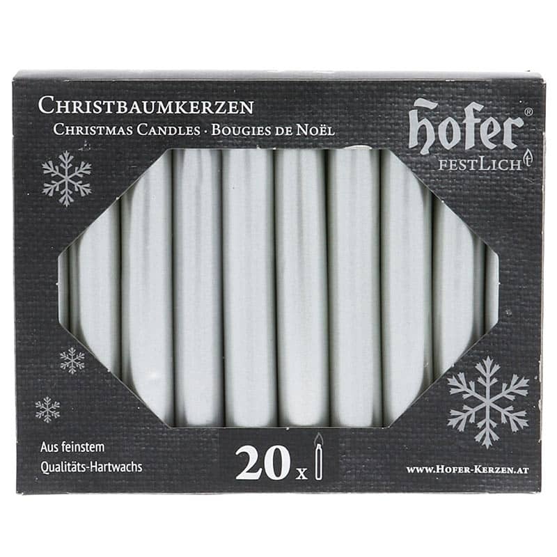 Hofer Baumkerzen 20er metallic, silber Hofer Baumkerzen 20er metallic, silber