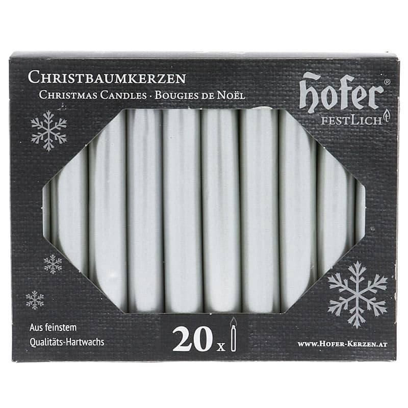 Baumkerzen 20er, metallic silber