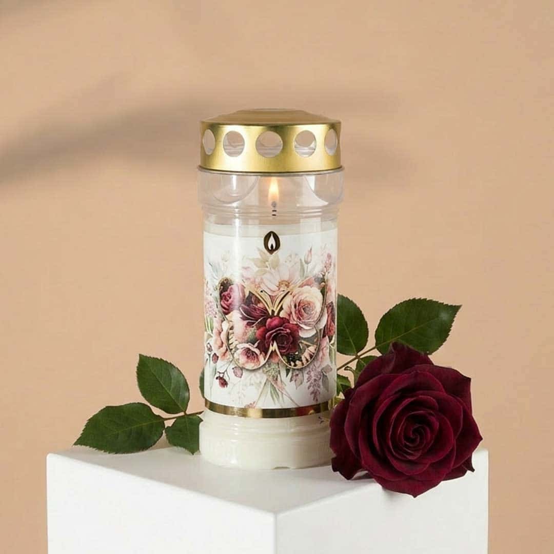 Image Hofer Premium 5 Tage Grabkerze, FLORALER SCHMETTERLING