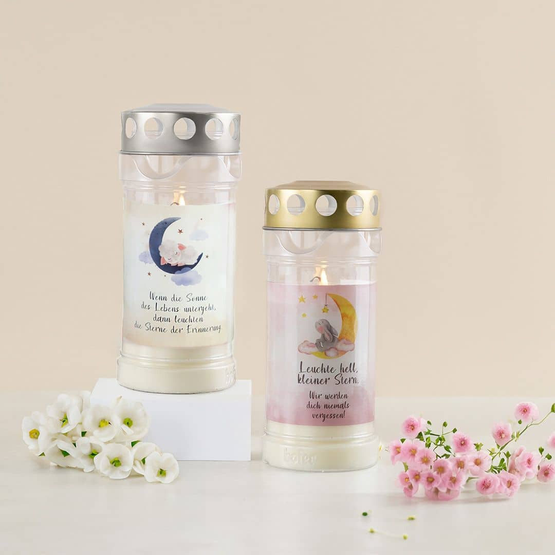 Hofer Premium 4 Tage Grabkerze, STERNENKIND ROSA & BLAU Image