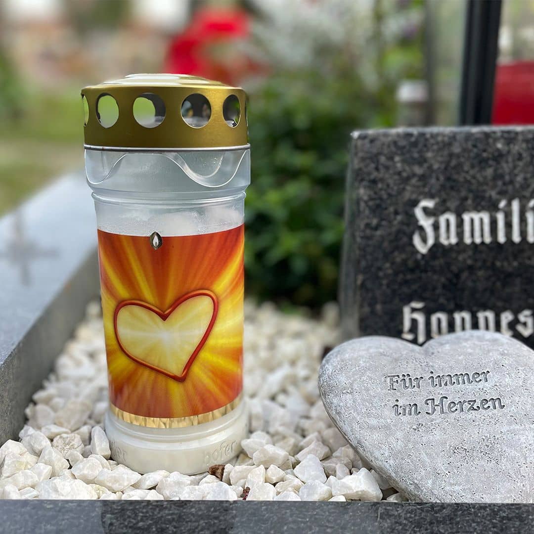 Hofer Premium 5 Tage Grabkerze, HERZ Friedhof