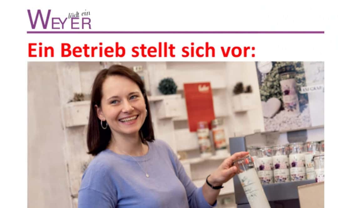 Hofer-Kerzen in der Rubrik „Ein Betrieb stellt sich vor“ der Gewerberunde Weyer