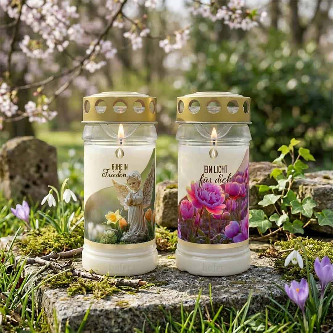 Image Hofer Premium 5 Tage Grabkerze, PFINGSTROSE & ENGEL im Frühling
