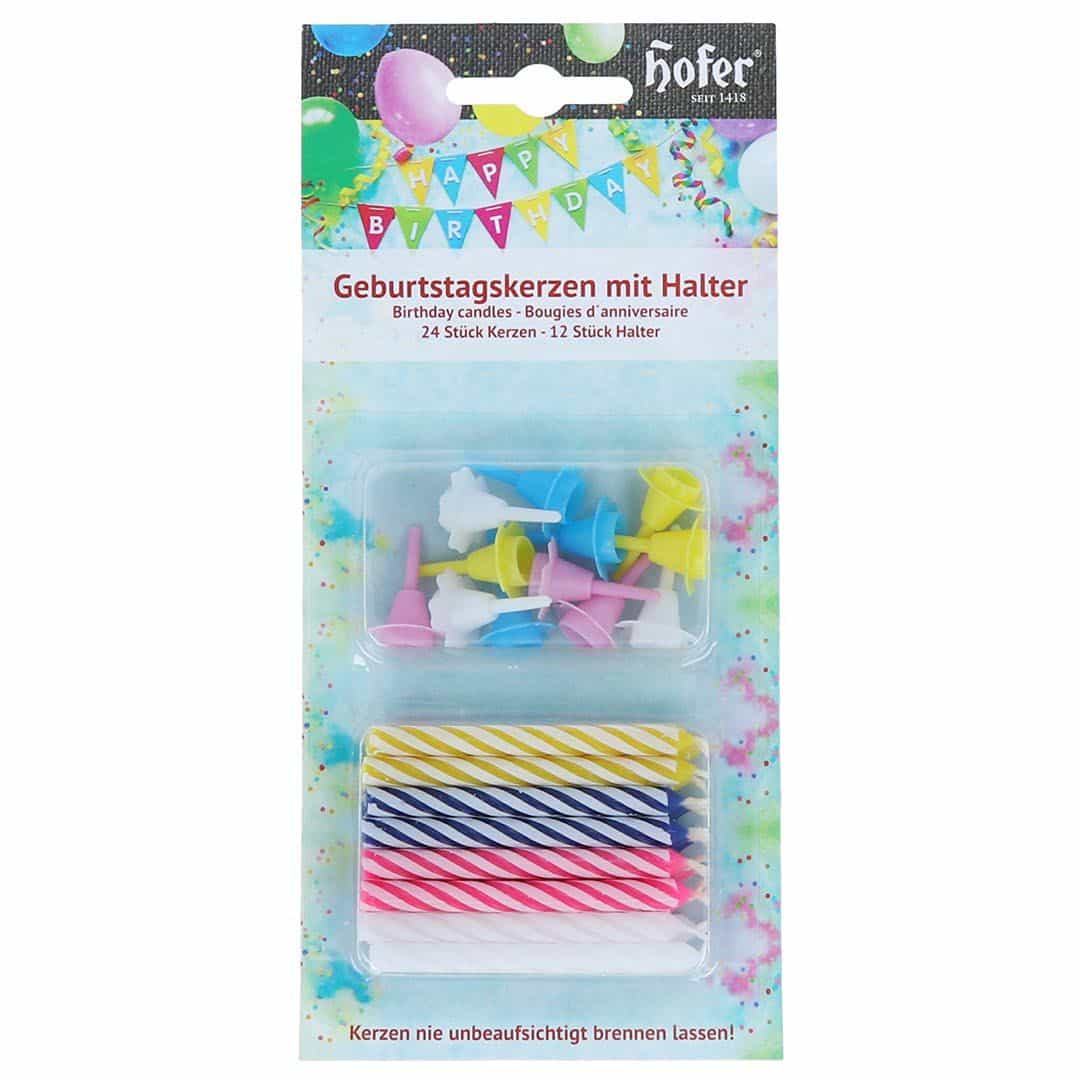 Hofer Geburtstagskerzen mit Halter sortiert