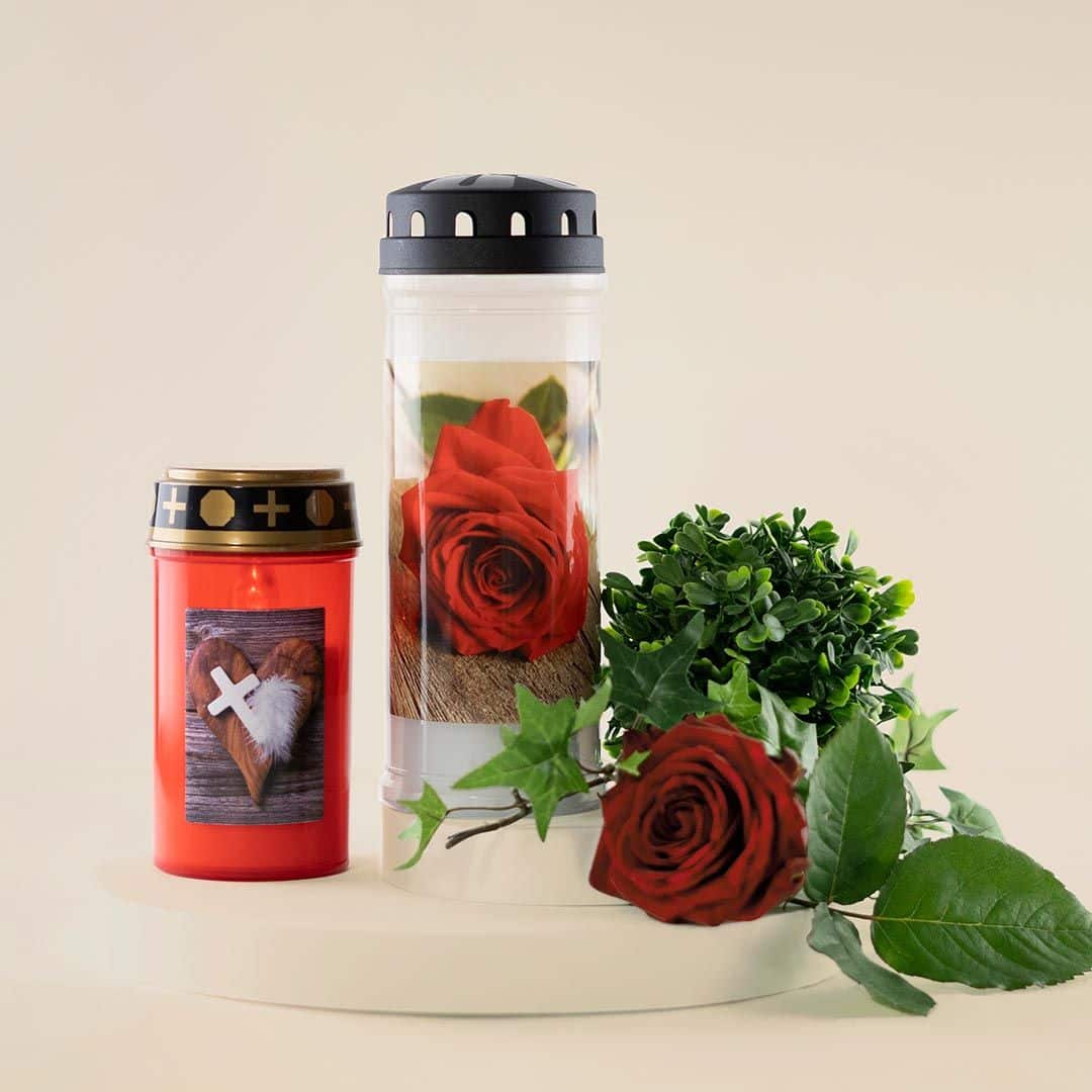 Hofer Premium LED Grablicht, ROSE & HERZ Image Hofer Premium LED Grablicht, ROSE & HERZ Image