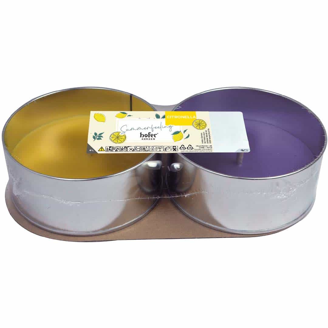 Hofer Outdoorbecher Citronella "Summerfeeling" 2er, lavendel/gelb