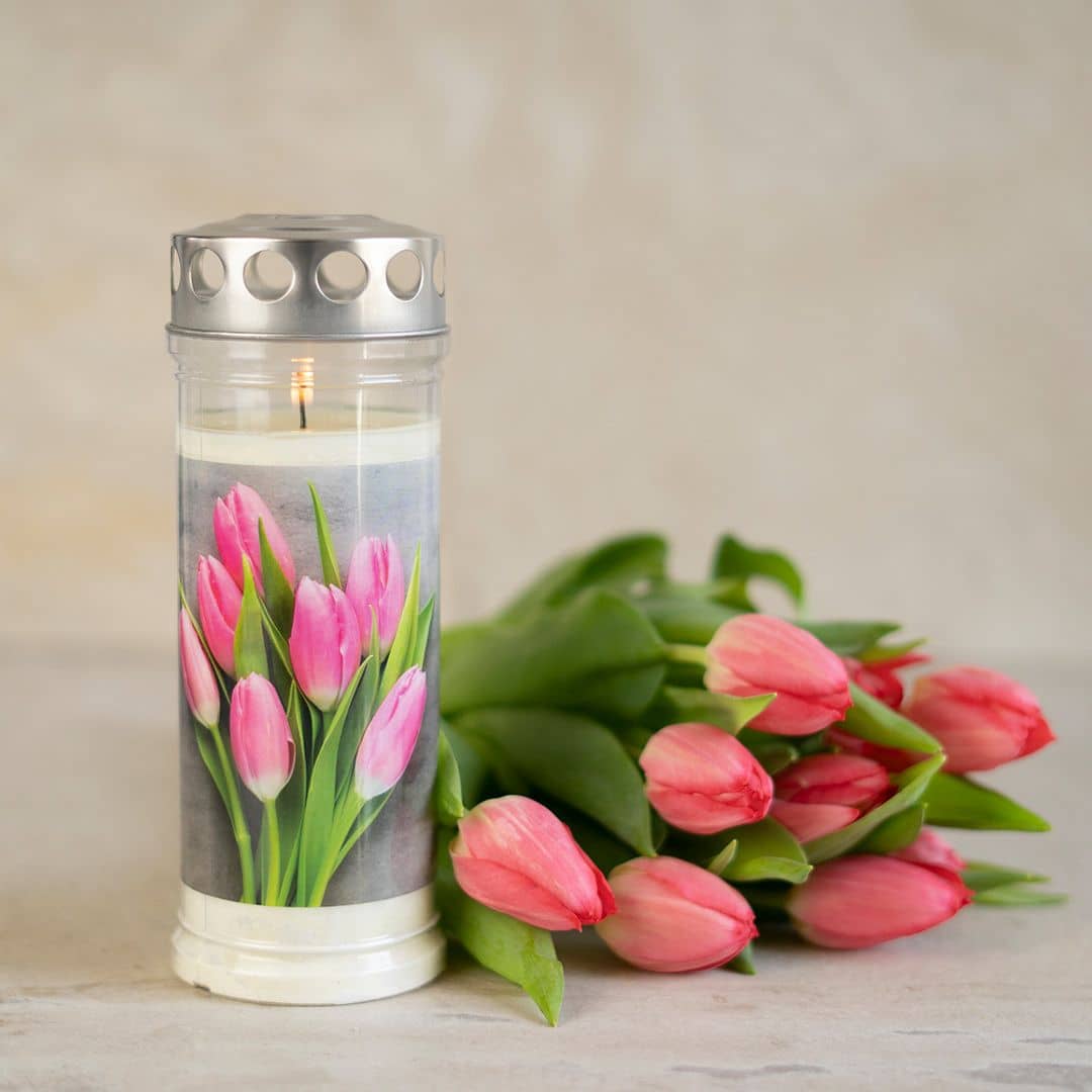 Hofer Premium 7 Tage Grabkerze, TULPENSTRAUSS Image