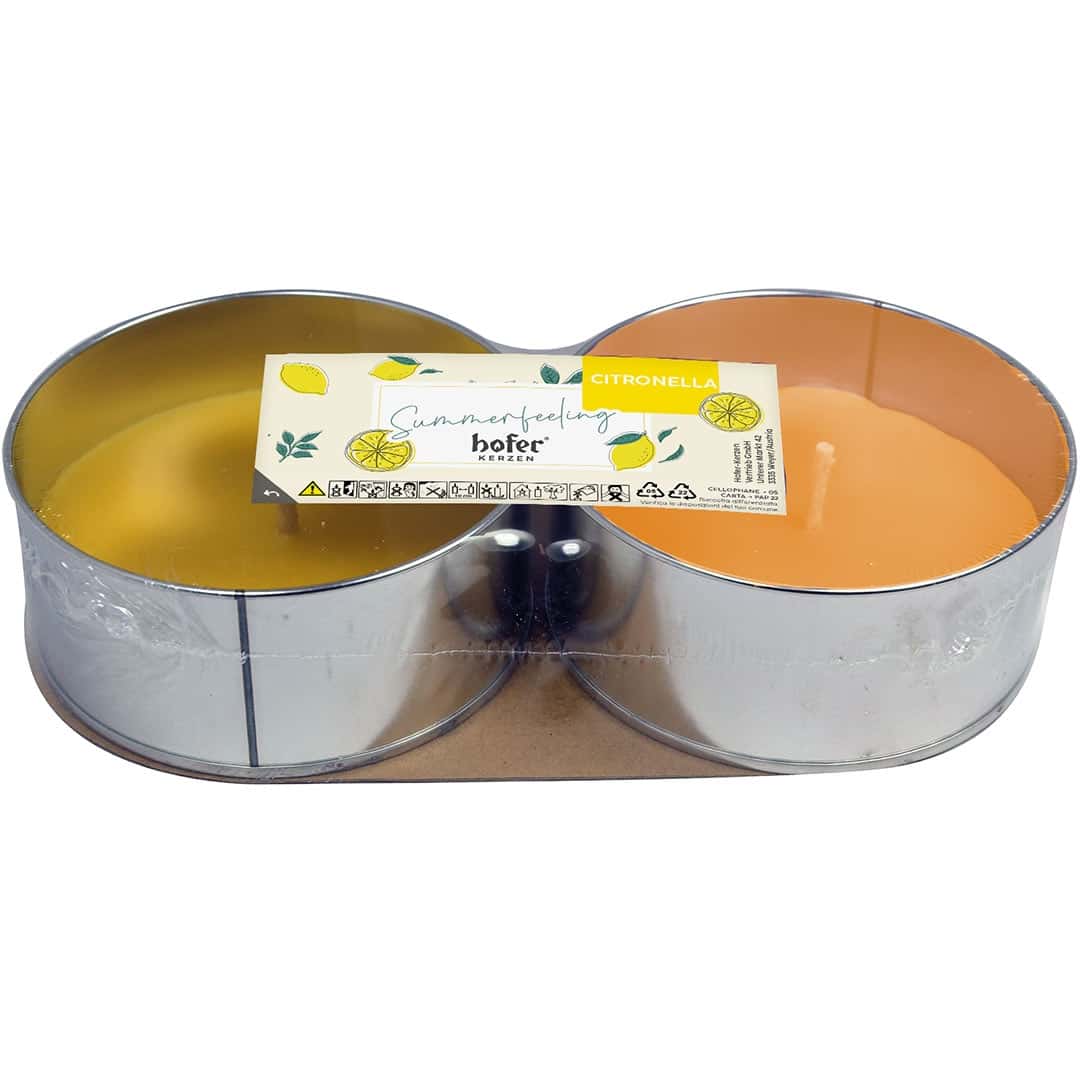 Hofer Outdoorbecher Citronella SUMMERFEELING 2er, orange/gelb