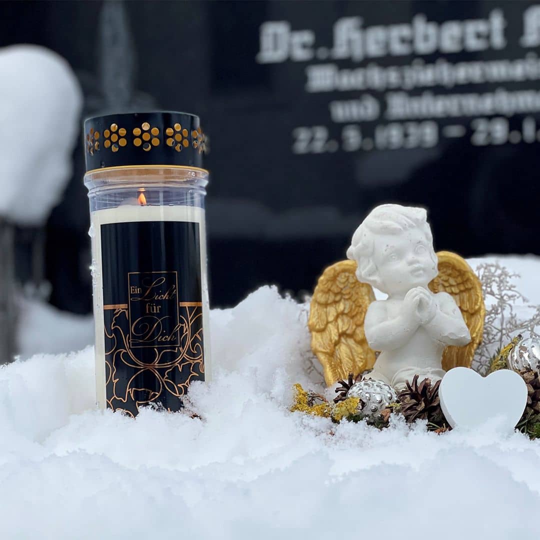 Hofer Premium Plus Deluxe 7 Tage Grabkerze, EIN LICHT FÜR DICH Friedhof Schnee