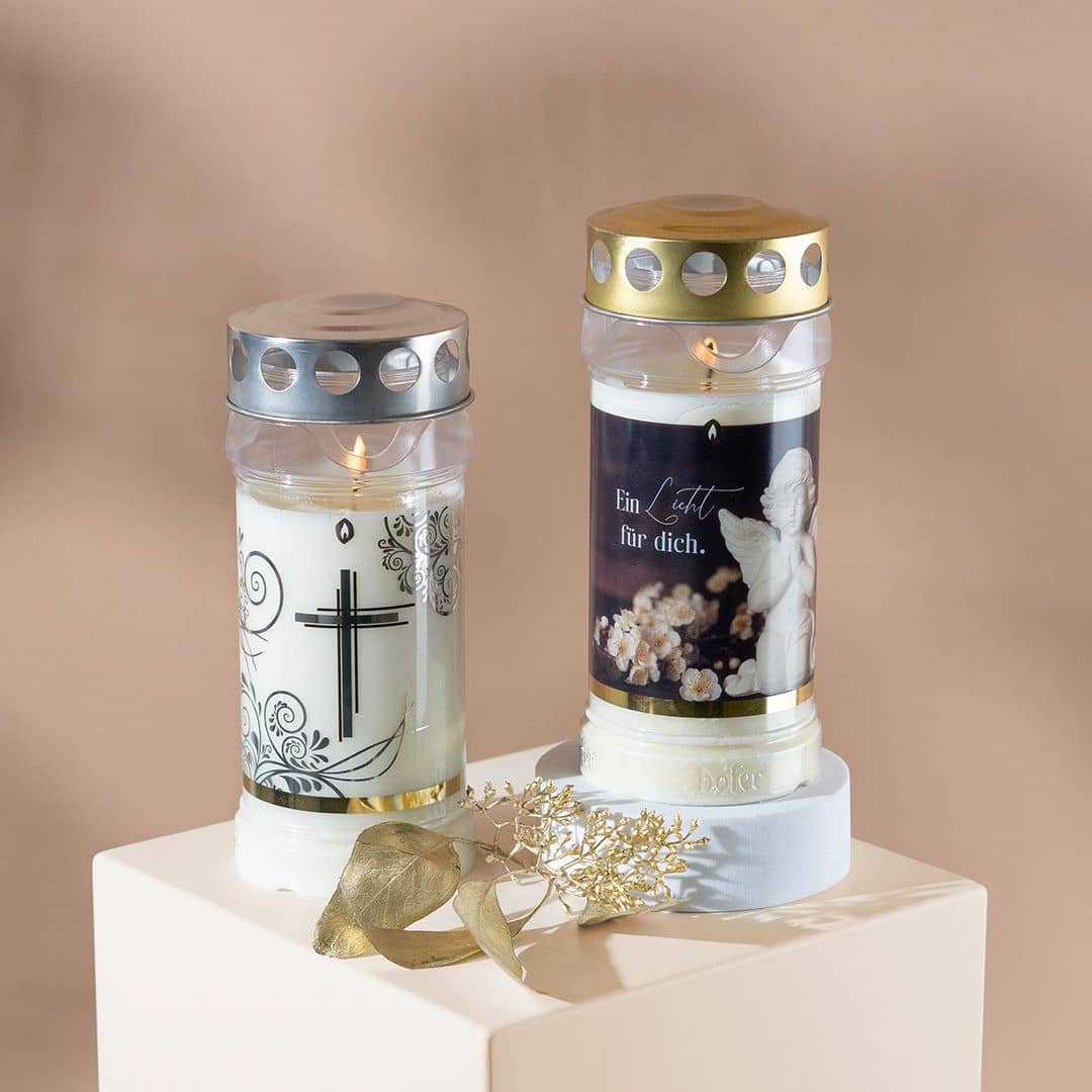 Hofer Premium 5 Tage Grabkerze Platin, KREUZ Image Hofer Premium 5 Tage Grabkerze Platin, KREUZ Image
