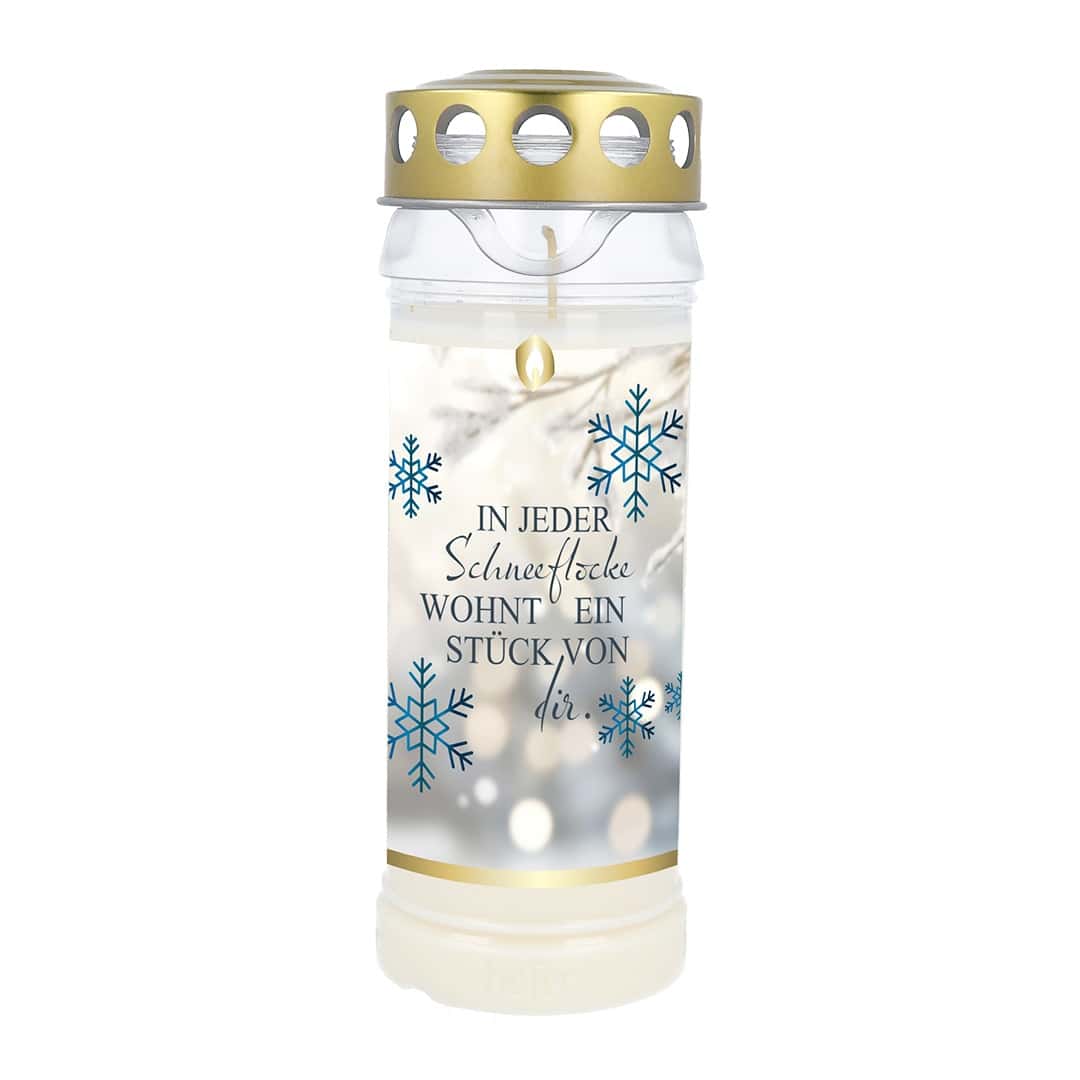 Hofer Premium 7 Tage Grabkerze “Schneeflocke“ transparent