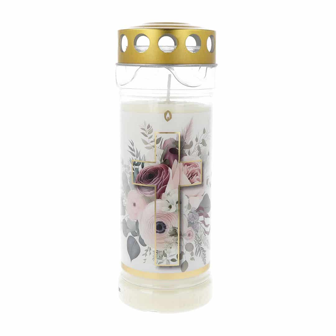 Hofer Premium 7 Tage Grabkerze, FLORALES KREUZ