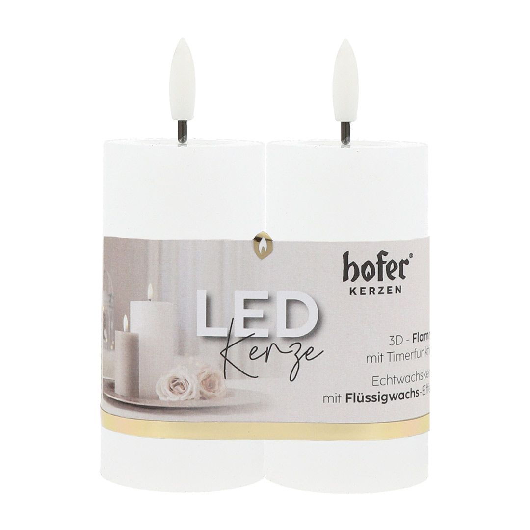 Hofer LED Kerze 50x100, 2er weiß mit Etikett