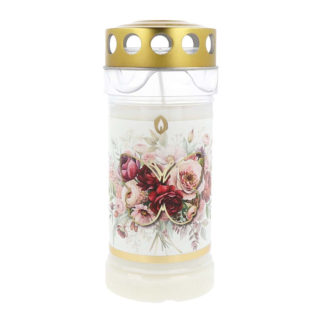 Hofer Premium 5 Tage Grabkerze, FLORALER SCHMETTERLING