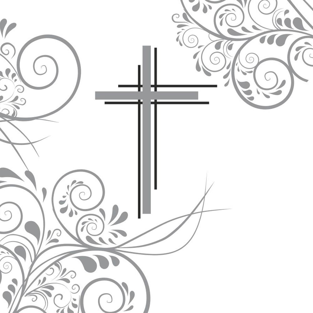 Motiv platinfarbenes Kreuz mit Ornamenten 