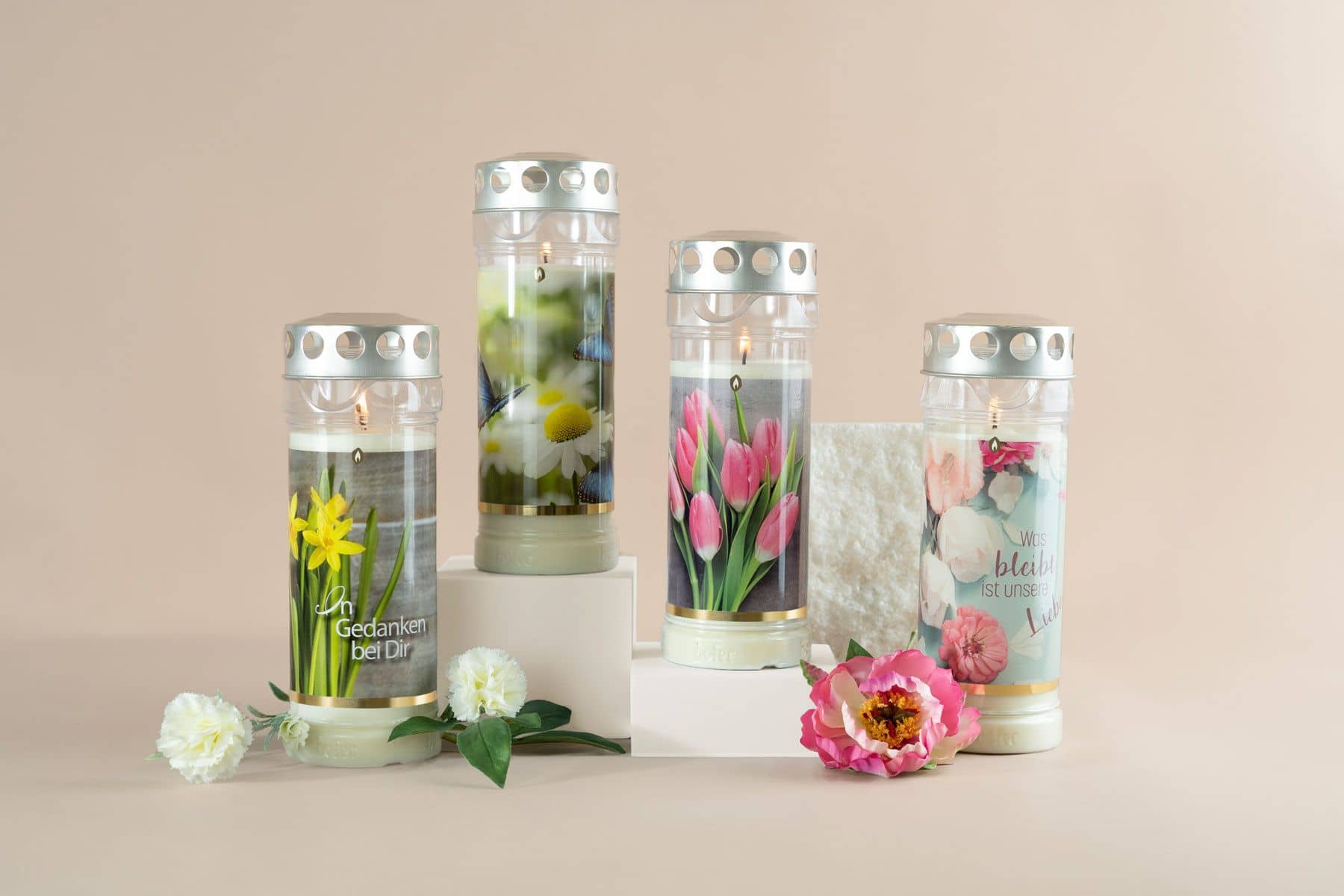 Premium 7 Tage Grabkerzen Set für den Frühling