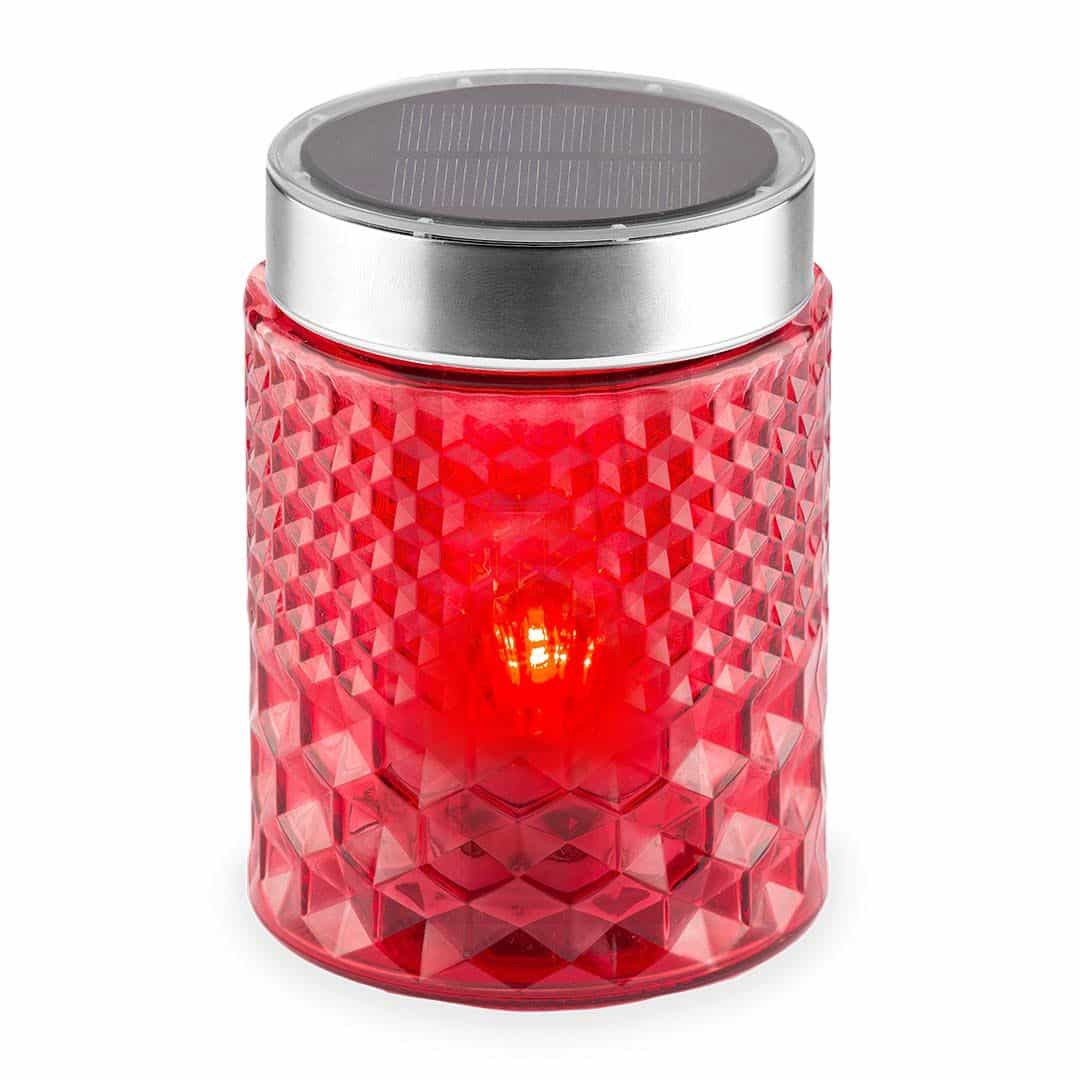 Solar-LED-Grablicht aus Glas GRACE, rot