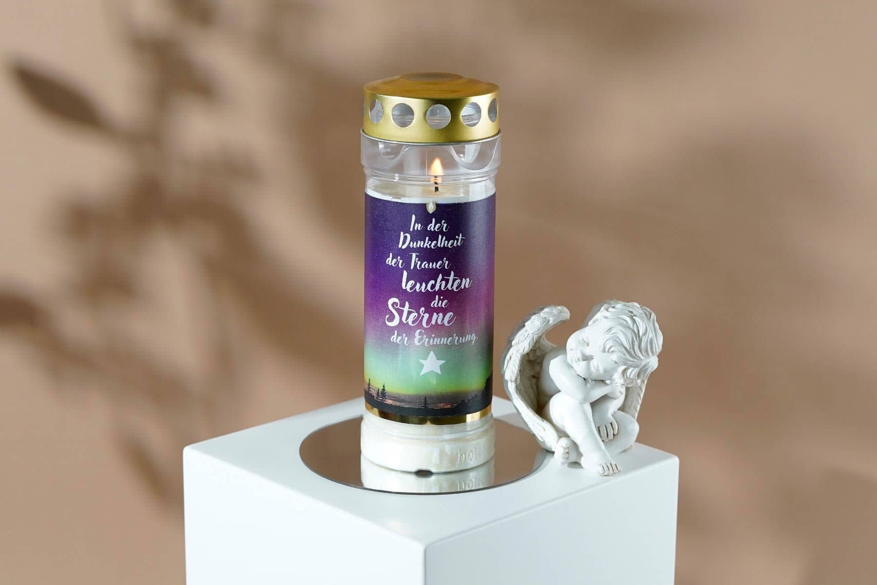 Sternenkinder Grabkerze Motiv Sternenhimmel