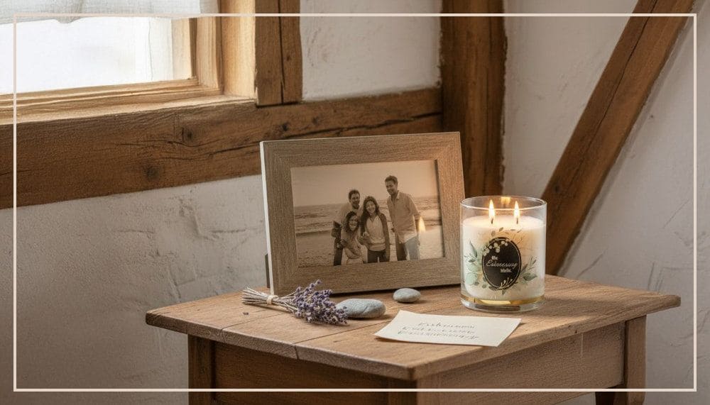 Gedenkecke mit deiner Doppeldocht-Kerze und einem Erinnerungsbild