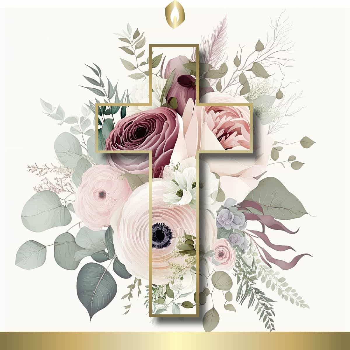 Etikett Hofer Premium 7 Tage Grabkerze, FLORALES KREUZ
